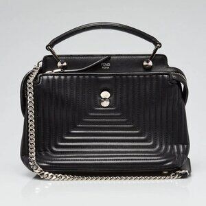 Fendi Black Quilted Lambskin Leather Dotcom Click Small Shoulder Bag - 8BN299